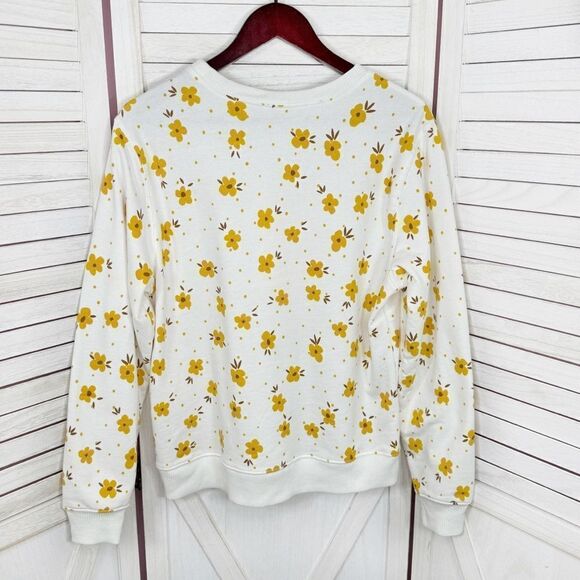 Disney Winnie The Pooh Sweet‎ As Honey Floral Sweatshirt White Yellow Medium - Picture 9 of 13